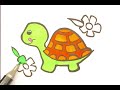 Easy tortoise 🐢 drawing and coloring step by step for kids and toddlers.