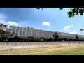 (iPhone shot) BNSF 5685 Solo Leads Fast Northbound Grain Train In Buda, Texas