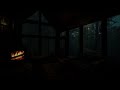 Heavy Rain and Thunder | Rain in Cozy Wooden House with Fireplace for Deep Sleep