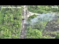 Ukraine forces unit fire anti-tank missiles at a Russian T-80BVM tank in Kharkiv