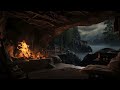 Cave camping fire sounds for sleeping, relaxing, ASMR sounds, sleep music, Calm music, meditation