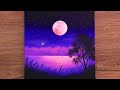 💗Romantic Night Scenery | Relaxing Acrylic Painting #398