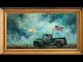 MEMORIAL DAY PATRIOTIC PICKUP FRAMED TV ART SCREENSAVER BACKGROUND | VINTAGE OIL PAINTING TV ART