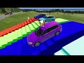 Double Flatbed Trailer Truck vs Speedbumps | Train vs Cars | Tractor vs Train | BeamNG.Drive #8