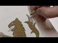 Game of Thrones House Lannister banner drawing No Talking ASMR colored pencils (gold lion coloring)