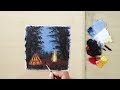 how to paint night camping || acrylic painting