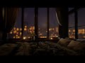 Cozy Bedroom Atmosphere & Night View Outside The Window | Rain Sounds for Sleeping | 8 Hours