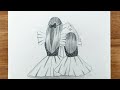 How to draw Mother and Daughter | Mother's Day drawing | Pencil sketch for beginners