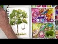 A watercolor Tree Swing for this Spring day! Perfect for beginners using a fan brush