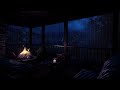 Relax Your Muscles to Enjoy the Sound of the Night Rain and the Cozy Fireplace