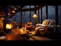 Winter Snowstorm In A Cozy Room With Crackling Fire And Howling Wind - Sleep Jazz Music
