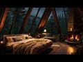 Dark Night Ambience with Fireplace Cracklings 🔥 Heavy Rainfall & Thunders for Deep Sleep, Relaxation
