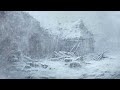 Frosty Wind strikes a Lonely Log Cabin┇Mighty Snowstorm┇Swirling Snow & Howling Wind
