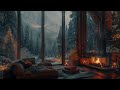 Rainy Day in the Forest, Cozy Bedroom with Crackling Fireplace