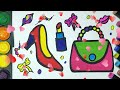 Woman Bag 👜 Shoes 👠 Drawing, Painting, Coloring for Kids and Toddlers with watercolors. How to Draw