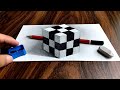 3D Trick Art on Paper Realistic Cube