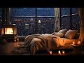 Soft Winter Nighttime Jazz Music 🌙 Jazz Relaxing Music and Crackling Fireplace in Cozy Bedroom