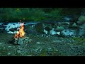 Crackling fire by the river | Crackling fire sounds | Nature sounds for sleeping