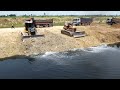 Wow! Amazing Good Collect Activities Komatsu D53A & Shantui DH17 C3 Dozer Push Dirt In Water