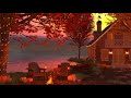AUTUMN LAKE HOUSE AMBIENCE: Crackling Fire Sounds, Autumn Nature Sounds, Owls, Crunching Leaves