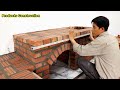 Building Outdoor Multifunction Wood Stove Effective From Red Brick and Cement