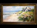 Flowers at the Beach Summer Cottage, Oil Painting | Art Screensaver for TV
