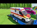 DACIA, VOLKSWAGEN, FORD POLICE VEHICLES & MERCEDES AMBULANCE EMERGENCY CAR TRANSPORTING ! FS22