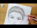 How to draw a girl with ponytail hairstyle || Pencil sketch || Face Drawing || bir kız nasıl çizilir