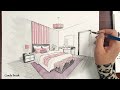 How To Draw A Bedroom In Two Point Perspective | Step by Step