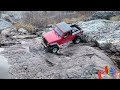 Axial Racing Scx10 RED Jeep Truck. Great terrain at My Goto Spot. #axialracing #injora