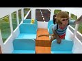 Monkey Baby Bon Bon rides the bus with duckling and  Eats Ice Cream Rainbow with Puppy in the Garden