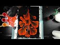 String Pulling Fluid Art - Acrylic Pouring String Pulling Abstract Painting - 🔥 Fire Flower 🔥