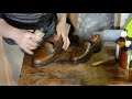 How to clean and condition Horween Chromexcel shoes, ASMR,