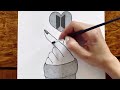 Korean Tumblr Heart Drawing | Easy BTS Drawing | BTS Army Drawing