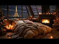 Cozy Winter Bedroom Ambience with Calm Piano Jazz Music and Snowfall for Relaxing, Study, Deep Sleep