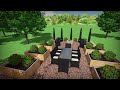 Beautiful Home Design with pool, retaining wall and raised garden bed overview