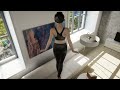Girl Flying Around in Her Apartment