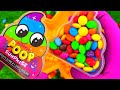 Satisfying ASMR l Mixing Sparkle Candy in Star with Color M&M's & Rainbow Playdoh Balls Cutting ASMR