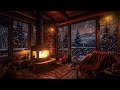 Winter Ambience | Crackling Fireplace | Snowfall | Cozy Cabin | Resting Area