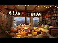 Cozy Winter Coffee Shop Ambience 4K Relaxing Jazz Instrumental Music For Relaxing, Studying, Working