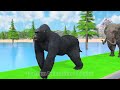 Paint Animals Cow Elephant Gorilla Buffalo Zebra Hippo, Fountain Crossing Transformation Cartoon