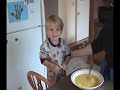 Isaiah making breakfast at 2 1/2 years old