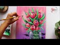 #StayHome and Paint With me🌷 / Step by Step Tulips painting for Beginners