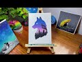 Wolf Moonlight Scenery | Easy Acrylic Painting Tutorial | Abstract Painting Acrylic