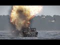 ARMA 3 Milsim: Russian Patrol Boat exploded in a ball of fire after being hit by the AT Missile