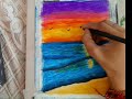 how to draw sunset with oil pestal colour | oil pestal drawing