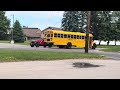 BLUEBIRD VISIONS, ALL-AMERICANS, THOMAS C2s BUSES LEAVING THE SCHOOL! - BUS PARADE #2