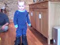 Little boy in big shoes