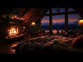 Cozy Winter Ambience: Majestic Mountain View with Crackling Fireplace Sounds