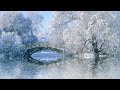 snowfall ❄️ on the lake with beautiful trees - sleep, meditation, study, baby to sleep